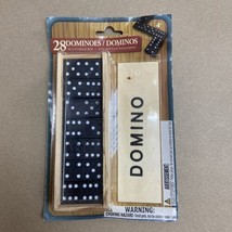 Dominos Mini Game 28 Tiles and  Wood Storage Box Sealed - $5.09