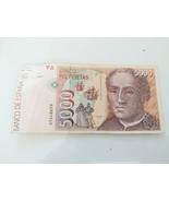 Bill Of 5000 Pesetas Cinco Mil 12 October 1992 Cristobal Colon Series S5... - $1,107.18 MXN