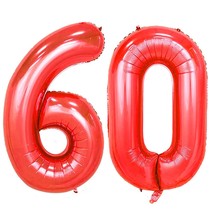 Number 60 Red Foil 40Inch Jumbo Digital Balloons, 60Th Birthday Party Decoration - $20.99