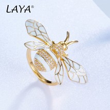 Silver Ring For Women Pure 925 Sterling Silver High Quality Zirconia Bees Fine J - £39.57 GBP