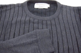  St. Croix Knits Lightweight Wool Blend Dark Gray Ribbed Crew Neck Sweater XL - £36.64 GBP