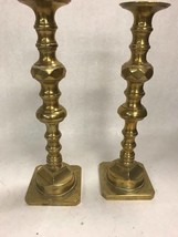 Brass Candle Holders Pair Mid CenturyHollywood Regency 11.5 In ornate - £23.32 GBP