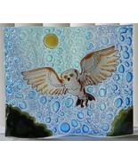 Moonlit Owl in Flight Wavy Fused Art Glass Bird Lodge Decor Made in Ecuador - £37.69 GBP