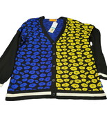 One A Yellow Blue And Black Long Sleeve Button Down Sweater XL Womens - $32.30