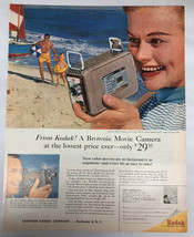 50s Vintage Kodak Print Ad Brownie Movie Camera Mom Films Family At Beach - $5.49