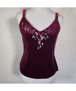 Vintage Alex Evenings Velvet Cami Top Small Maroon Sequin Fairygrunge Wh... - $28.88