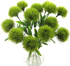 Yalulu 10 Pcs Dandelion Artificial Flowers Plants Bouquet Plastic Flower, Green - £26.37 GBP