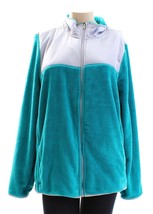 Pony Teal Green &amp; Gray Zip Front Fleece Jacket Women&#39;s NWT - £47.25 GBP