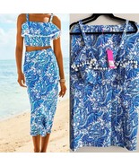 Lilly Pulitzer Gretna Set Baha Blue Bird 2 pcs linen skirt and bralette 6 - $161.70