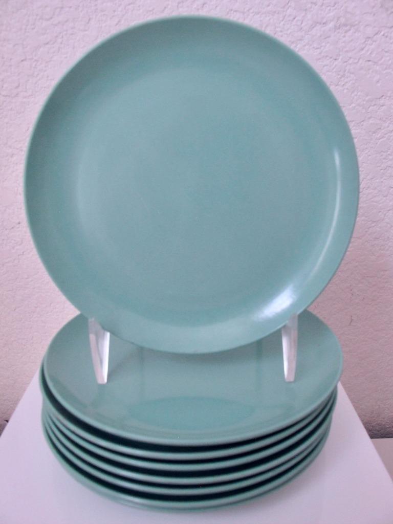 Vintage Sun Valley Melamine Bread Dessert Plates 6&quot; MCM Turquoise Green ... - $21.99
