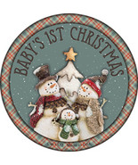 Babys First Christmas Snowmen Novelty Circle Coaster Set of 4 - $27.09 CAD