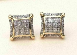 1.50Ct Square Shape Stud Wedding Earring Diamond Cut 14K White Gold Plated New - £99.44 GBP