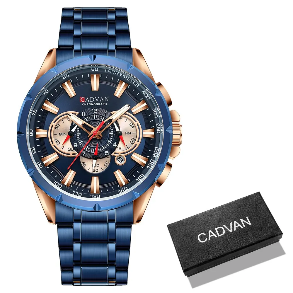 CADVAN Mens Watches Top Brand Luxury Chronograph Quartz Men Watch Waterp... - £75.30 GBP