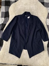 New 7th Avenue Design Studio Womens Navy Blue Blazer Size XXL Tall Open Front - £22.69 GBP