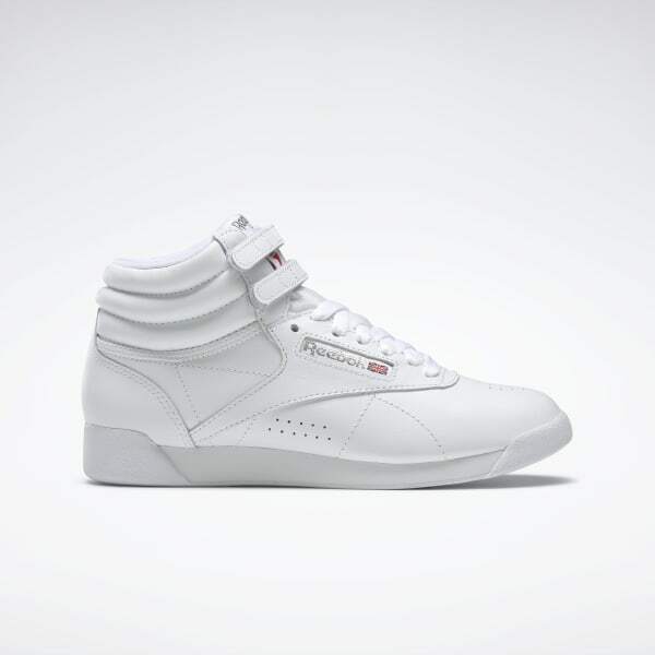 Reebok Women&#39;s Freestyle High Top Sneaker Style 2431 White/Sliver - $51.48