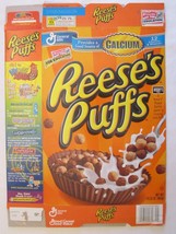 Empty GENERAL MILLS Cereal Box 2002 REESE&#39;S PUFFS 14.25 oz - £4.45 GBP