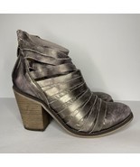 Free People Metallic Pewter Hybrid Leather Strappy Ankle Booties, Womens... - $44.99