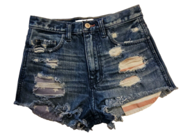 Hollister American Flag Shorts 0 24 USA Stars Stripes Distressed High Ri... - $38.38