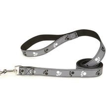 Reflective Pawprint Dog Leads Night Time Walk Safety Leash Black Grey Pick Size  - £14.15 GBP+