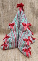 Vintage Stuffed Cotton Table Top Fabric Christmas Tree Ponsettia Red Gre... - €23,83 EUR