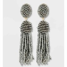 Sugarfix by BaubleBar Gray Polished Beaded Tassel Earrings New Free Shipping - £7.82 GBP