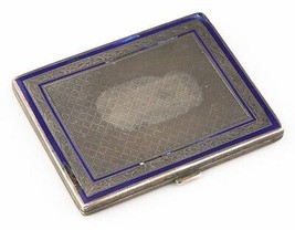 Vintage Silver &amp; Enamel Snuff Box / Cigarette Case 102.8 grams, Monogrammed - £180.45 GBP