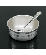 999 pure fine silver handmade silver bowl and spoon set, silver has anti... - $435.98 CAD