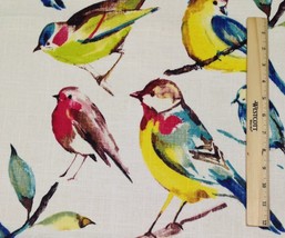 Richloom Birdwatcher Summer Large Bird Yellow Linen Multiuse Fabric By Yard 54&quot;W - £15.97 GBP