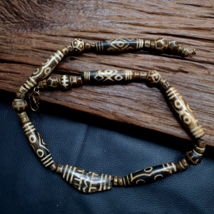 Asian Burmese Old Pumtek Palm Wood Stone beads Necklace - $116.40