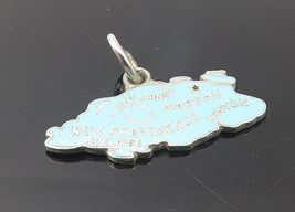 925 Sterling Silver - Vintage Enamel Coated Bahamas Island Map Pendant - PT9358 - £17.25 GBP