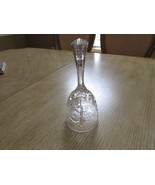 VTG CRYSTAL DINNER BELL FROSTED LEAF FLOWER FAN PATTERN NOTCHED PANEL HA... - $8.10 CAD