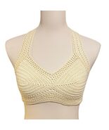Boho Festival Hippie Crochet Swim Top Bra Summer Halter Top Ivory Size S... - $312.13 MXN