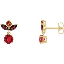 14k Yellow Gold Fire Opal Multi-Gemstone Earrings - £542.76 GBP