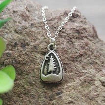 PINE TREE NECKLACE 15&quot; Chain Pewter Pendant Outdoor Camping Mountain Wilderness - £7.07 GBP