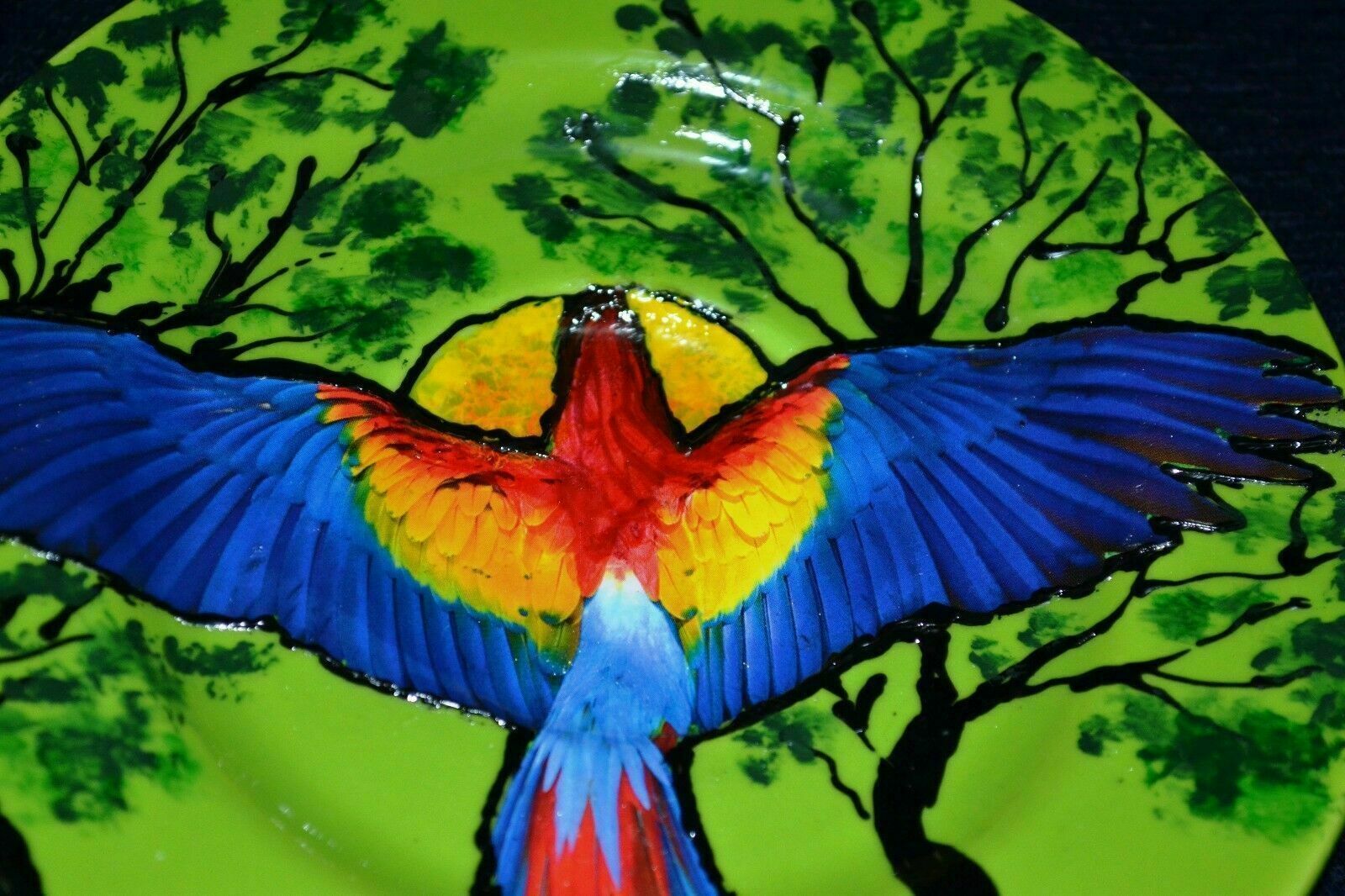 Primary image for Decorative Plate Home Decor "Parrot" Hand Painted Plate, Gift