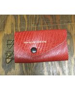 Red cowhide key holder vintage key caddy with key hooks snap button closure - $24.70