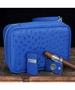 Brizard Blue Ostrich Traveler with Cutter and Lighter Made in USA NIB - $2,128.50