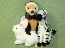 Miyoni Plush Lot Otter Zebra White Rabbit 10" Aurora Stuffed Animals w/NECK Tags - £12.45 GBP