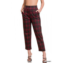 Zenana Outfitters  Plaid Pull-On Dress Pants   Women&#39;s High Rise Plaid P... - $19.99