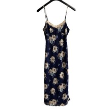 Thirty Thirty Slip Dress M Blue Mesh Floral Babydoll Maxi Lace Trim  Y2K... - $23.86