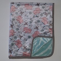 RN 119741 Elephant Monkey Bird Baby Blanket Lovey Pink Gray Greenish - £31.61 GBP