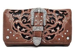 Texas West Western Style Rhinestone Concho Buckle Concealed Carry Purse Women Sh - £22.94 GBP