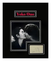 Yoko Ono Autograph Page Cut with Small Drawing Museum Framed Ready to Display - £387.15 GBP