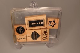 Stampin Up Sparkling Sayings 6 Rubber Stamps Christmas Star Bulb Peace Joy - £12.45 GBP