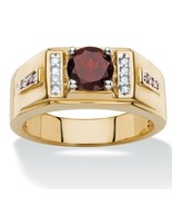 PalmBeach Jewelry Men&#39;s 1.91 TCW Genuine Garnet &amp; Diamond Gold-Plated Ring - £49.91 GBP