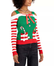 Planet Gold Juniors Cold-Shoulder Holiday Sweater - £12.89 GBP