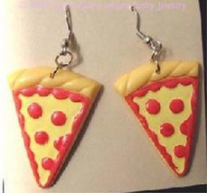 Funky Pizza Slice Earrings Fast Junk Food Punk Restaurant Waitress Charm Jewelry - £5.37 GBP