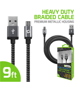 Cellet Premium Braided &amp; Metallic Housing 9 Ft. Micro USB Charging Data ... - £7.46 GBP
