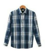 Mens Shirt Sonoma Sport Long Roll Sleeves Button Front Blue Plaid $48 NE... - $17.82