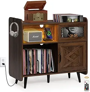 Record Player Stand With Vinyl Storage 350 Albums Large Turntable Stand ... - £231.96 GBP